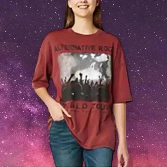 🆕➕sizeWomen’s Alternative Rock Graphic Oversized  T-shirt - Picture 1 of 14